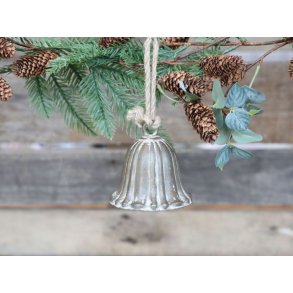 Klokke m/riller til ophng - antique messing farve str. H9,5/8 cm